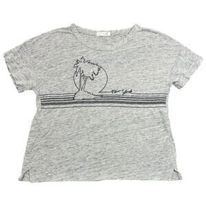 Rag & Bone Jean Embroidered Palm Tree New York Tee Gray Slub Knit T-shirt - XS